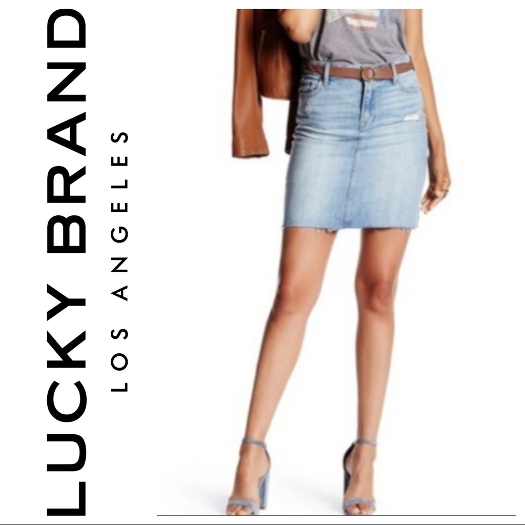 Lucky Brand Light Wash Denim Skirt Sz 4 Sz 27 C9